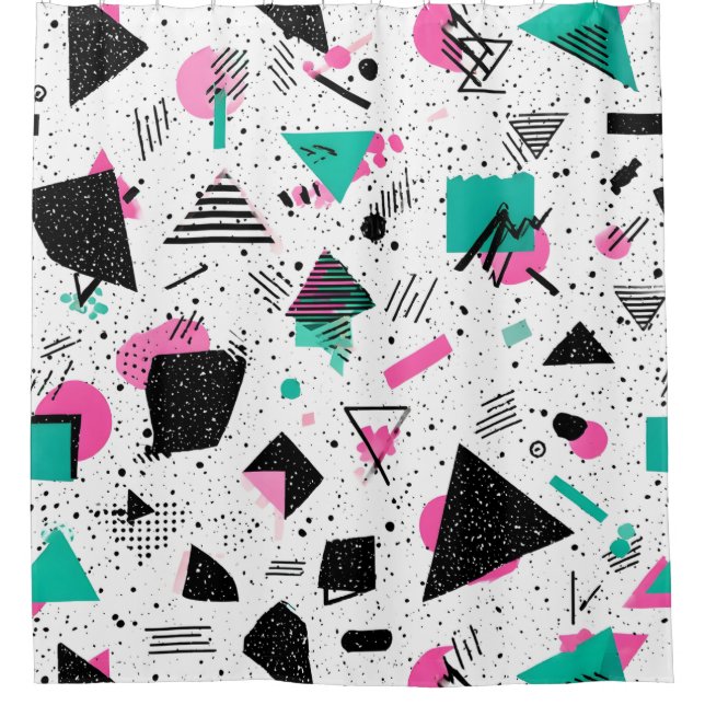 Rideaux De Douche Retro Memphis Geometric Pattern (Devant)