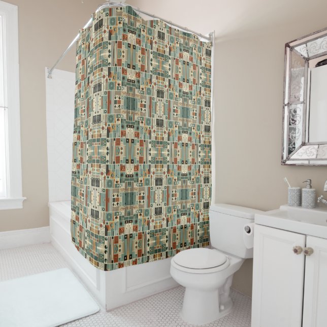 Rideaux De Douche Retro Mid Century Modern Shower Curtain (En situation)