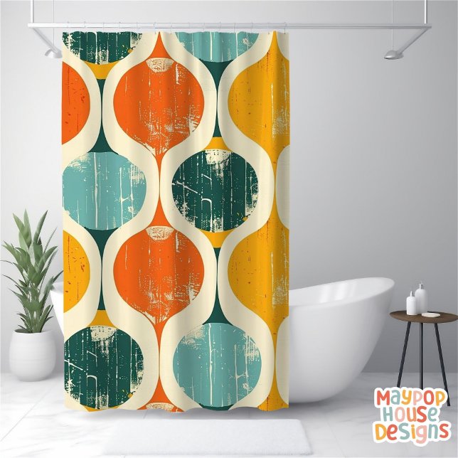 Rideaux De Douche Retro Mid-Century Moderne Abstrait (mid century modern shower curtain bathroom decor)