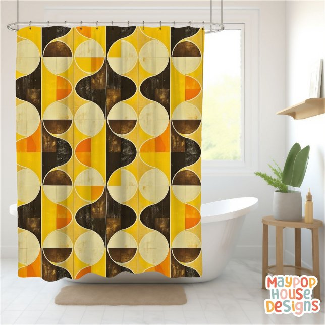 Rideaux De Douche Retro Mid-Century Moderne Abstrait (mid century modern shower curtain bathroom decor)