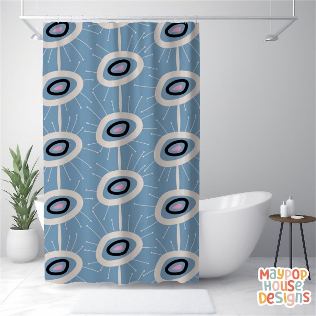 Rideaux De Douche Retro Mid-Century Moderne Abstrait (mid century modern shower curtain bathroom decor)
