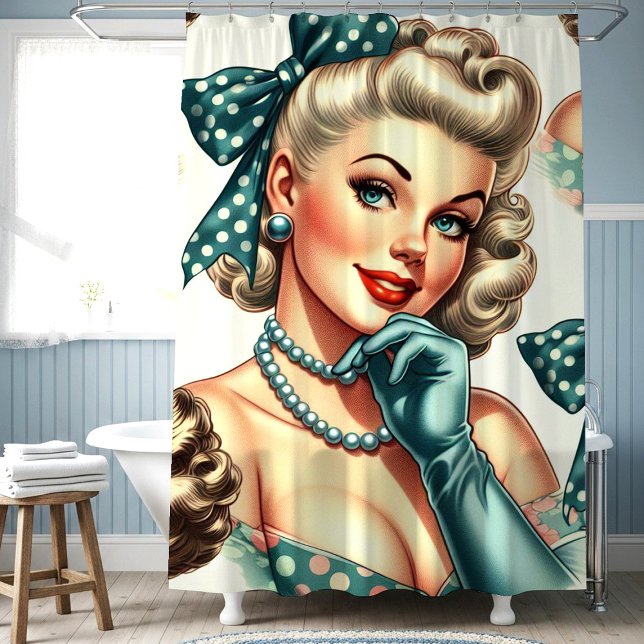 Rideaux De Douche Rétro Mignon Pin-Up Classique (Créateur téléchargé)