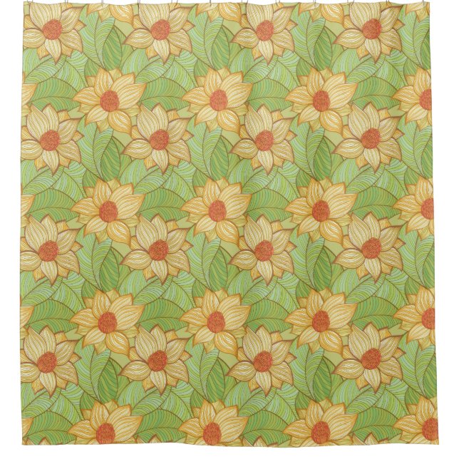 Rideaux De Douche Rétro motif de magnolia (Devant)