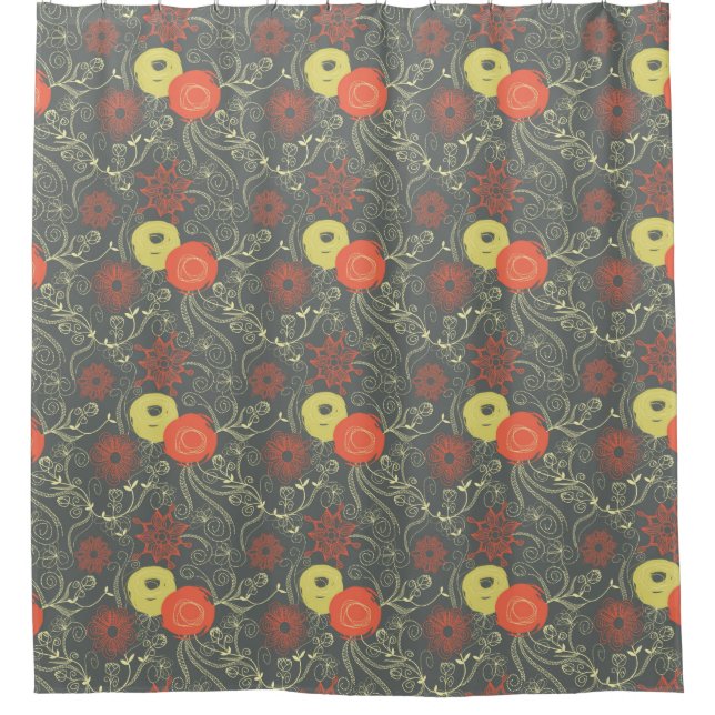 Rideaux De Douche Rétro motif floral 3 (Devant)