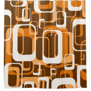 Rideaux De Douche rétro orange du motif 1971