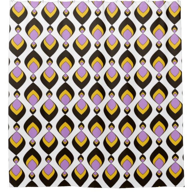 Rideaux De Douche Retro, ornement rétro (Devant)