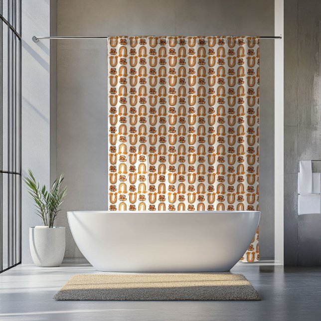 Rideaux De Douche Retro Pastel Stay Groovy Rainbows Copper Curtain (Retro Pastel Stay Groovy Rainbows Copper Curtain)