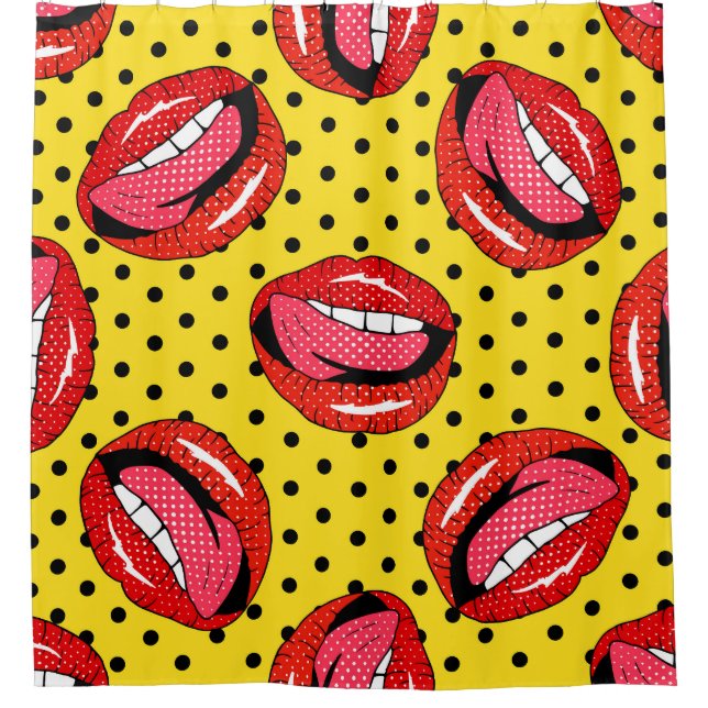 Rideaux De Douche Retro Pop Art : Badges de patchs de dessin (Devant)