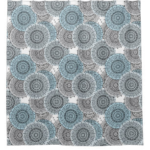 Rideaux De Douche Rétro, rétro motif, bleu et gris, élégant