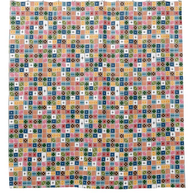 Rideaux De Douche Retro Starburst Dominoes (Devant)