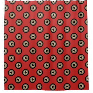 Rideaux De Douche Rétro style - motif rouge noir