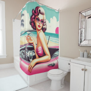 Rideaux De Douche Retro Summer Girl