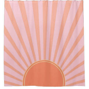 Rideaux De Douche Retro Sun Burset Sunrise Sunrise Pastel rose