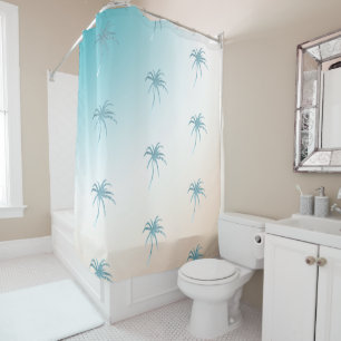 Rideaux De Douche  Rêve d'or d'un palmier blanc de pêche à l'aqua