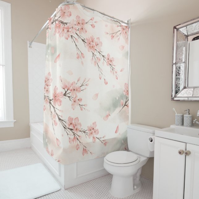 Rideaux De Douche Rêve éphémère de fleurs de cerisier (En situation)