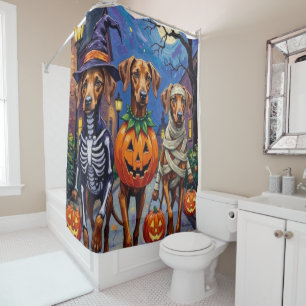 Rideaux De Douche Rhodesian Ridgeback en costumes d'Halloween