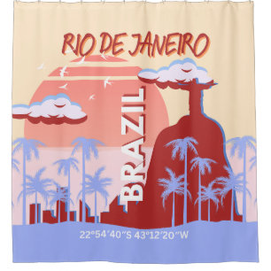 Rideaux De Douche Rio de Janeiro Brésil Travel Art Retro Poster