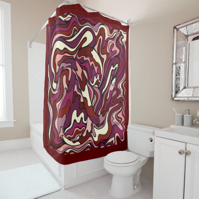 Rideaux De Douche Riple framboise (En situation)