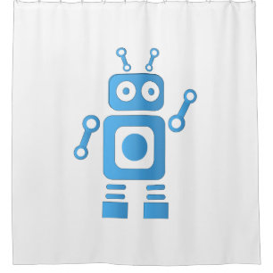 Rideaux De Douche Robot rétro bleu