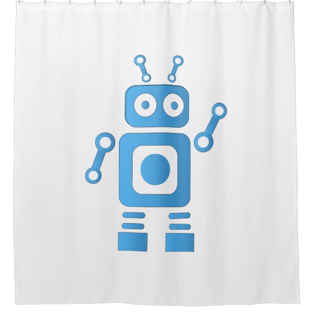 Rideaux De Douche Robot rétro bleu (Devant)