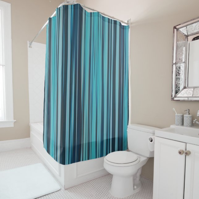 Rideaux De Douche Robustes turquoise et bleu (En situation)