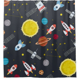 Rideaux De Douche Rocket espace globe solaire système et planète cos