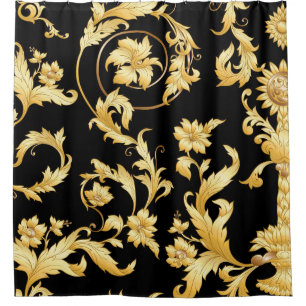 Rideaux De Douche Rococo baroque, motif floral victorien.