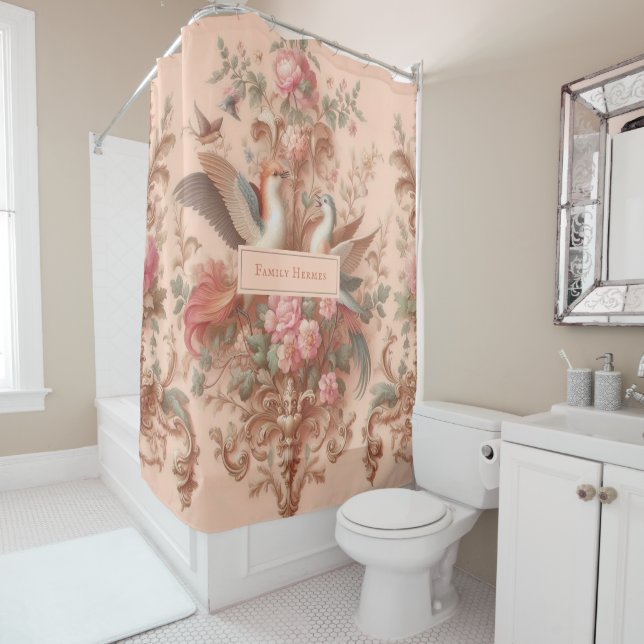 Rideaux De Douche Rococo rose Baroque Fleur Morris (En situation)