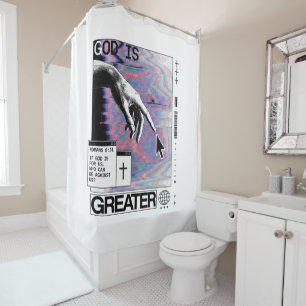 Rideaux De Douche Romans 8:31 Cyberpunk Main de Dieu Glitch Art