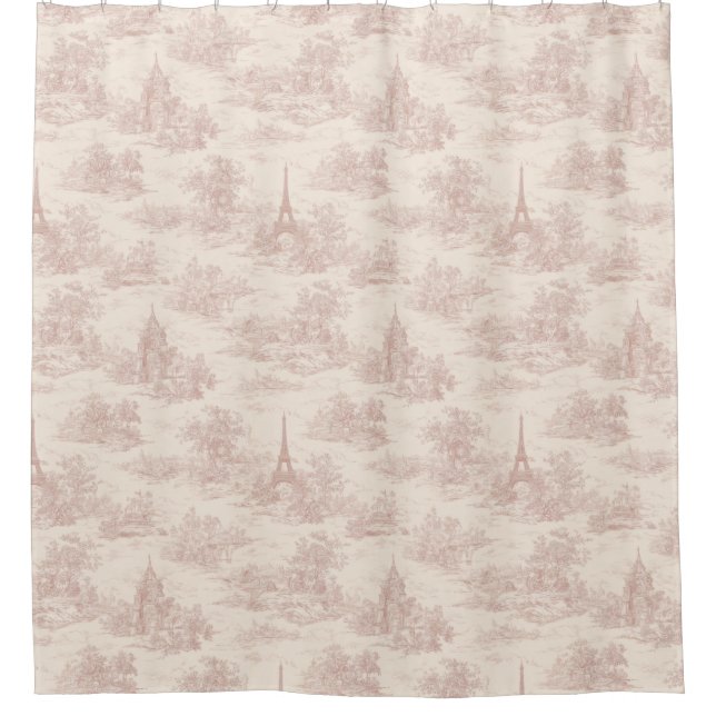 Rideaux De Douche Romantic Pink French Toile Countryside Pattern (1) (Devant)