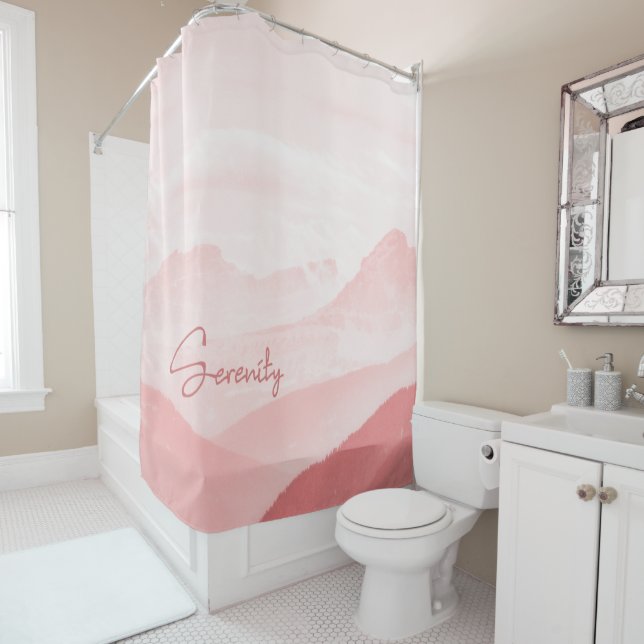 Rideaux De Douche Romantique Dusty rose Serenity Paysage photo (En situation)
