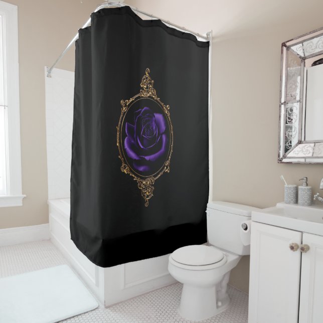 Rideaux De Douche Romantique, Goth Vintage Purple Roses (En situation)