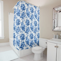 Romantique Vintage Roses-Bleu sur Blanc