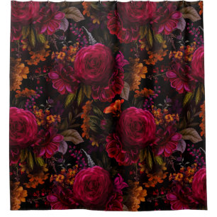 Rideaux De Douche Romantisme d'été vintage Maximalisme Moody Floral