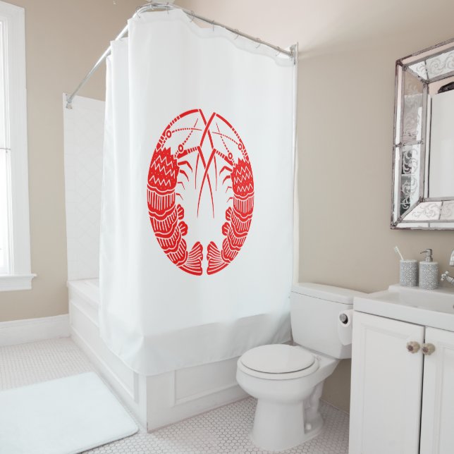 Rideaux De Douche Rondin de crevettes opposées (En situation)
