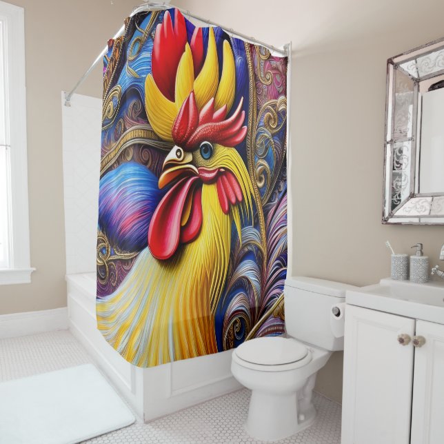 Rideaux De Douche Rooster vibrant (En situation)