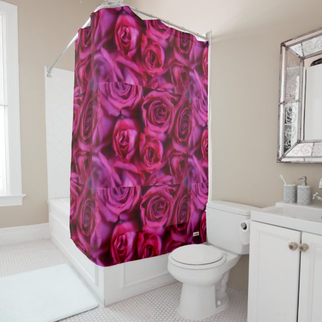 Rideaux De Douche Rose (En situation)