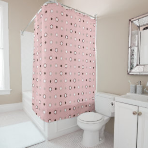 Rideaux De Douche rose à thé (rouge), points bruns et blancs