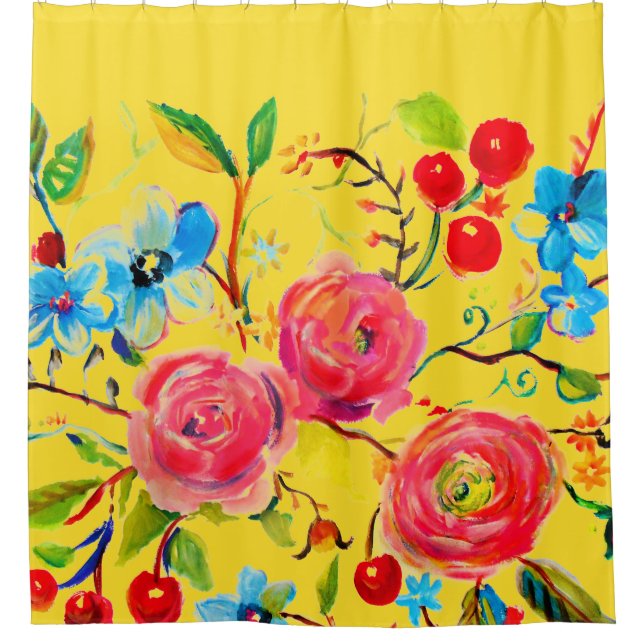 Rideaux De Douche Rose and Cherry Yellow 2.0 (Devant)