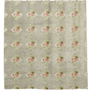 Rideaux De Douche Rose anglais vintage de rose au-dessus de conseil