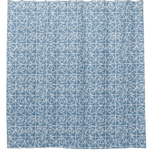 Rideaux De Douche Rose Art déco Carrés Stylisé Floral bleu pâle
