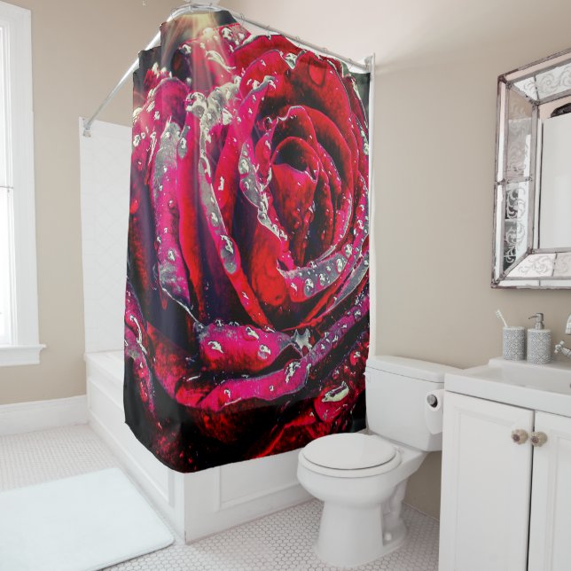 Rideaux De Douche Rose Artistiques (En situation)