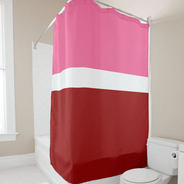 Rideaux De Douche Rose Blanc Marron Rouge Bloc de Couleurs  (Créateur téléchargé)