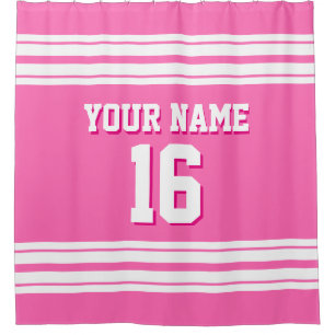 Rideaux De Douche Rose chaud avec rayures blanches Sports Jersey
