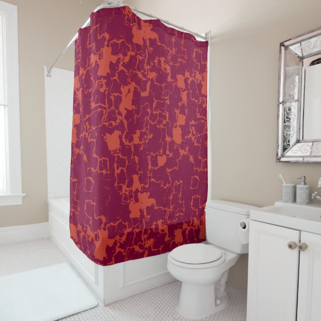 Rideaux De Douche Rose chaud et orange Abstrait (En situation)