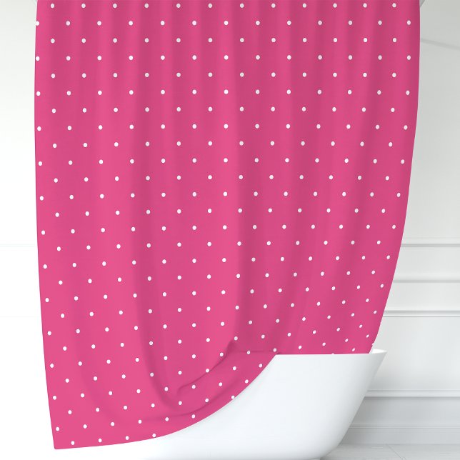 Rideaux De Douche Rose Chaud et Points Blancs (Créateur téléchargé)
