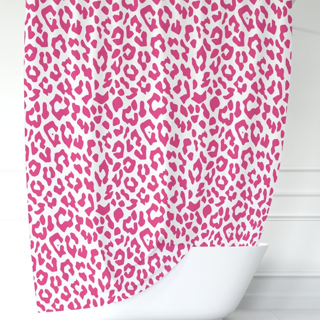 Rideaux De Douche Rose Chaude et Léopard Blanc (Créateur téléchargé)