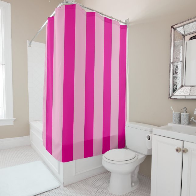 RIDEAUX DE DOUCHE ROSE CLAIR SIMPLE ÉLÉGANT MODERNE SALLE DE BAIN PE (En situation)