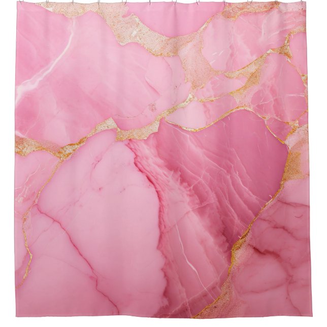 Rideaux De Douche Rose en marbre de quartz rose luxe Kintsugi or (Devant)