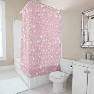Rideaux De Douche Rose en pastel de Noël de motif élégant de floc
